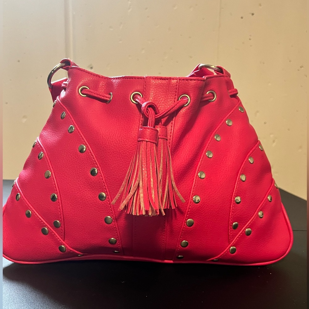 Hot Pink Silver Studded Bucket Bag